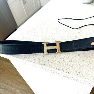 Black and gold hermes mens belt